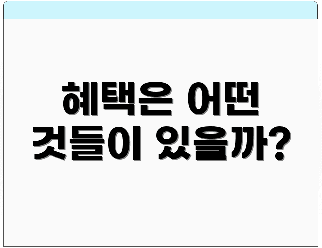혜택은 어떤 것들이 있을까?