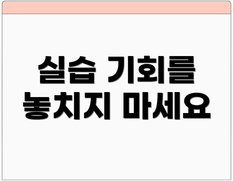 실습 기회를 놓치지 마세요