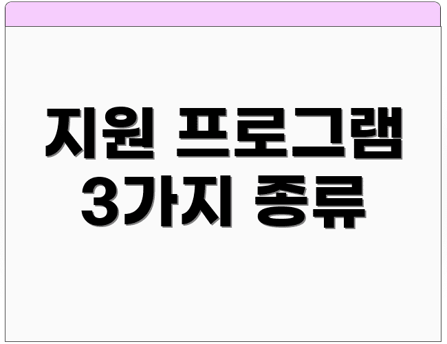 지원 프로그램 3가지 종류