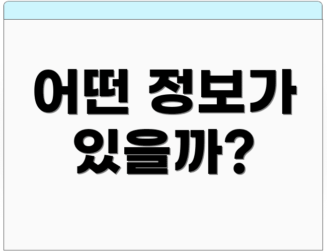 어떤 정보가 있을까?