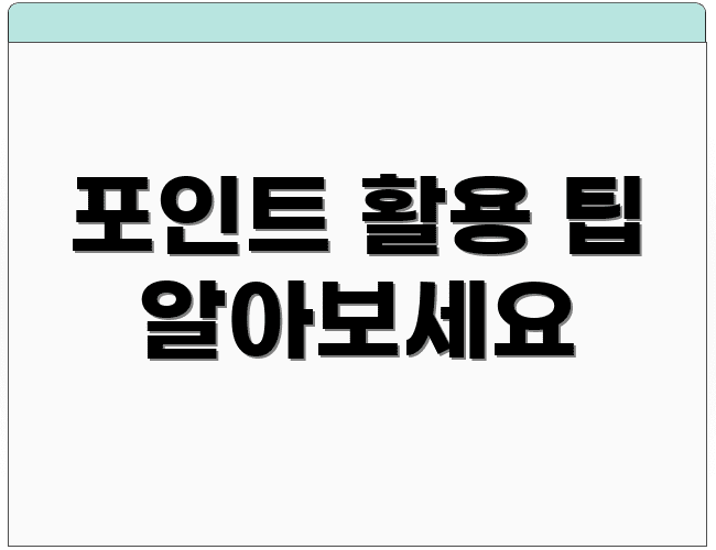 포인트 활용 팁 알아보세요