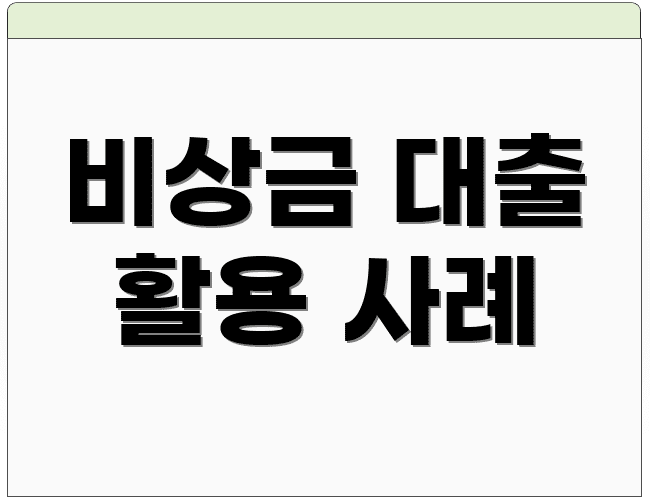 비상금 대출 활용 사례