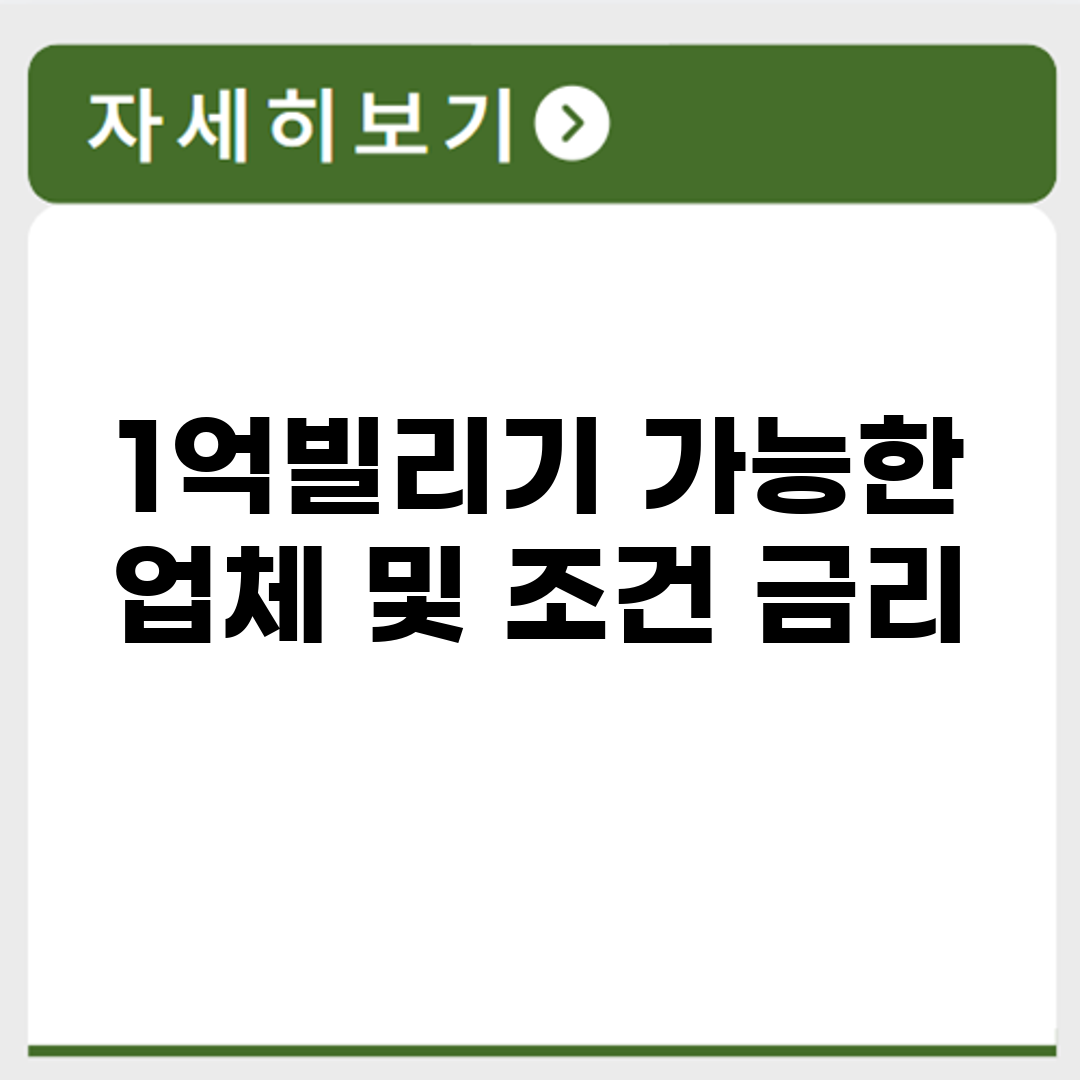1억빌리기 가능한 업체 및 조건 금리