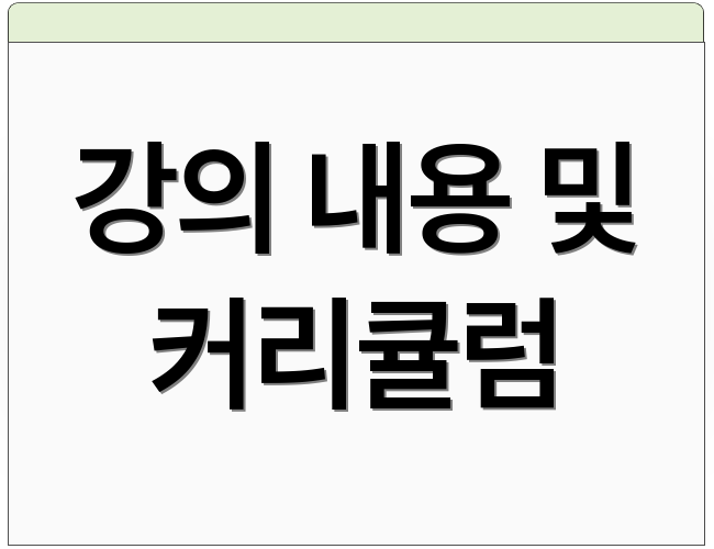 강의 내용 및 커리큘럼