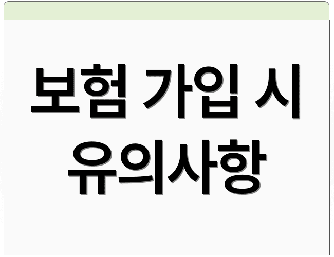 보험 가입 시 유의사항