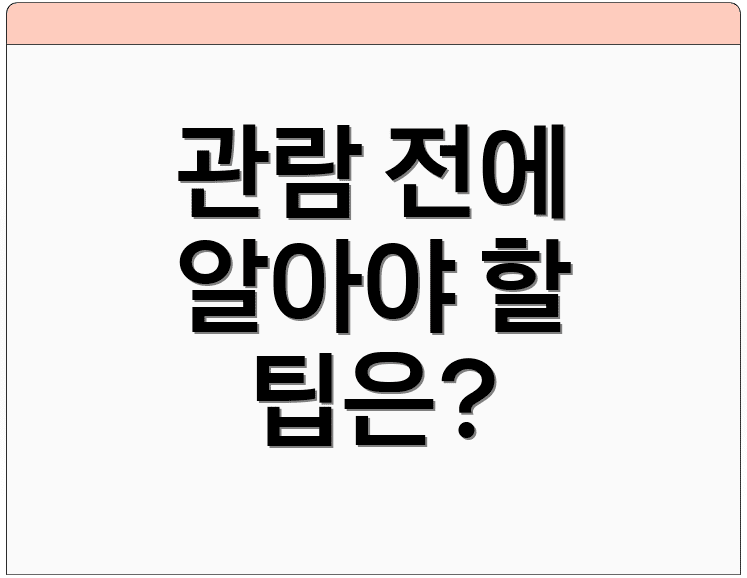 관람 전에 알아야 할 팁은?