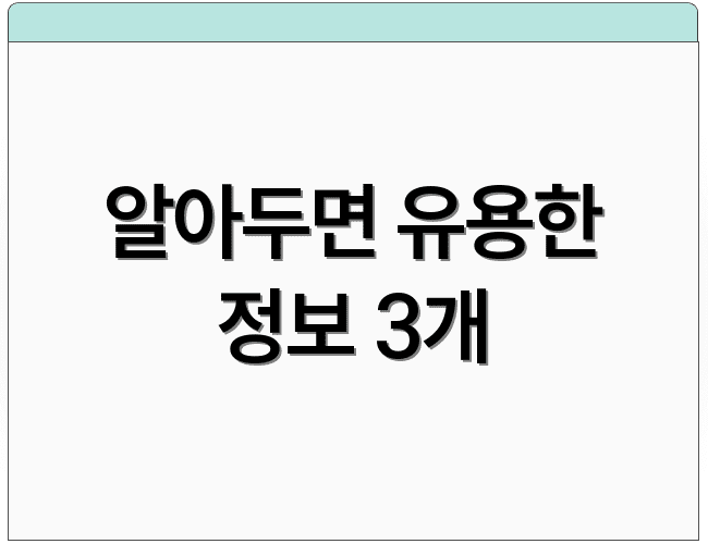 알아두면 유용한 정보 3개
