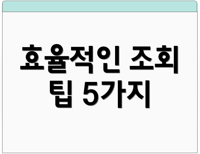 효율적인 조회 팁 5가지