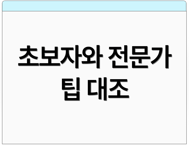 초보자와 전문가 팁 대조