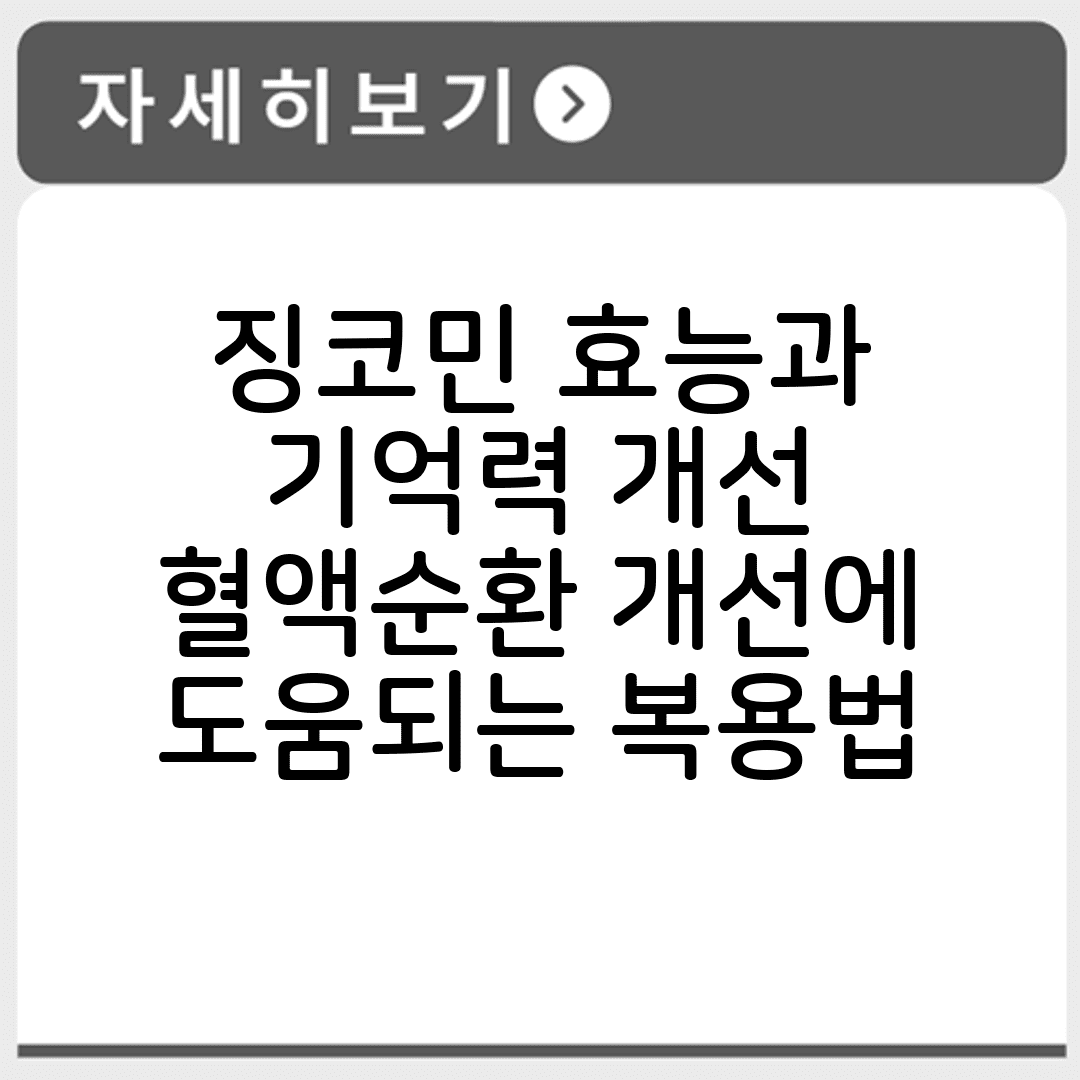 징코민 효능과 기억력 개선 혈액순환 개선에 도움되는 복용법