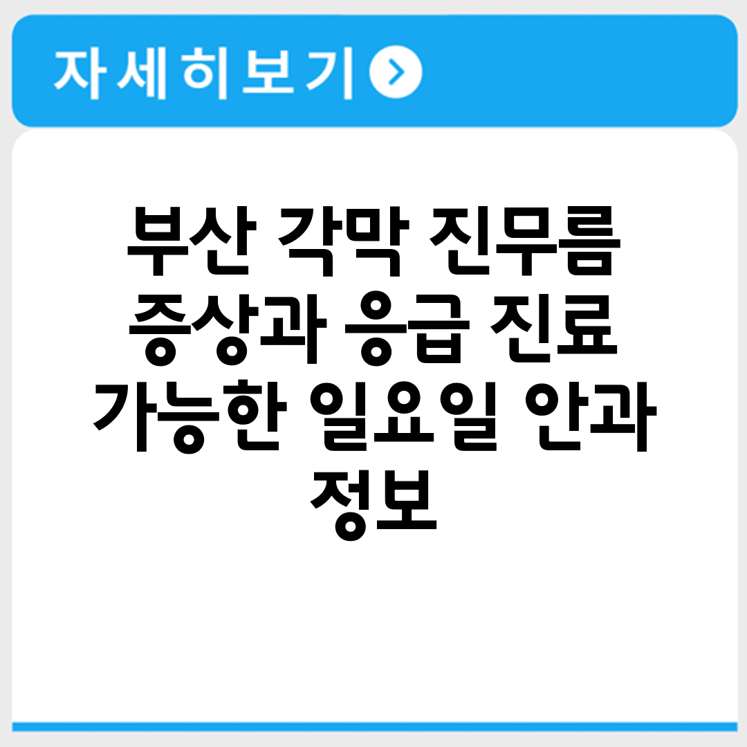 부산 각막 진무름 증상과 응급 진료 가능한 일요일 안과 정보