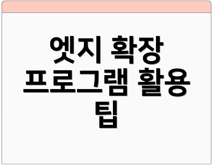 엣지 확장 프로그램 활용 팁