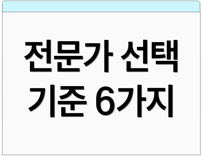 전문가 선택 기준 6가지